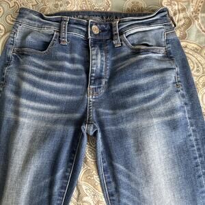 American Eagle Jeans Women's Hi-Rise Jegging Jeans Blue Stretch Denim Size 2